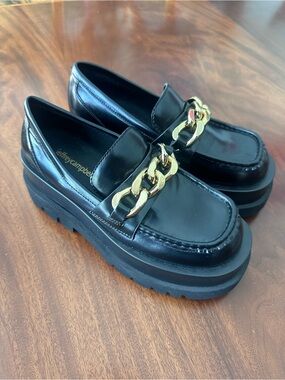 Jeffery Campbell Recess platform loafers black patent leather sz 6